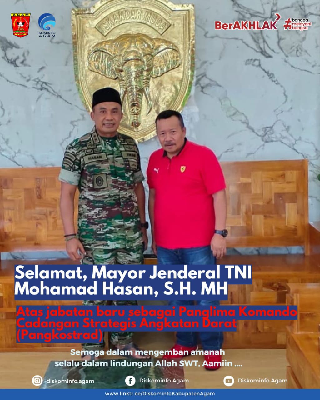 Putra Agam, Mayjen Mohamad Hasan, Menjabat Pangkostrad TNI AD