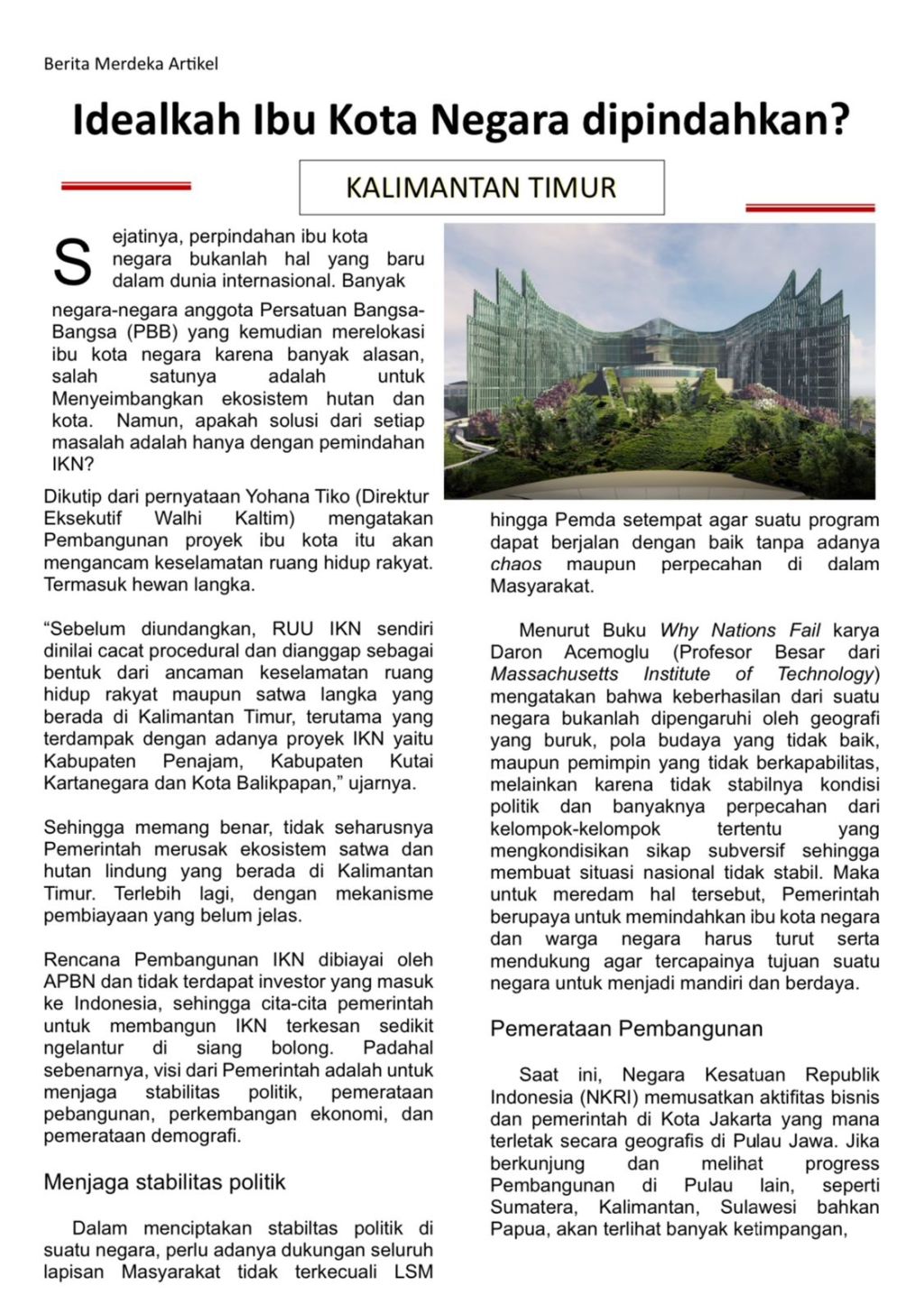 Idealkah Ibu Kota Negara dipindahkan?